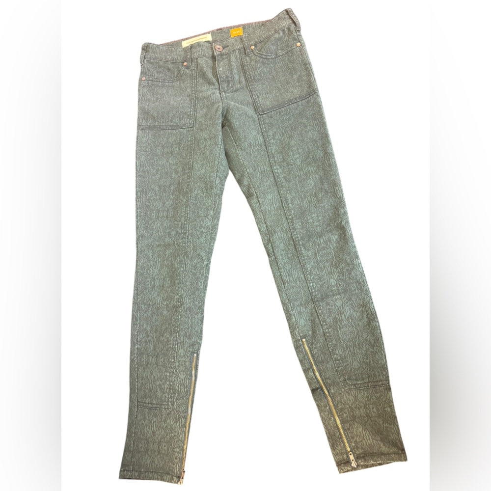 Pilcro and the Letterpress Green Patterned Jeans